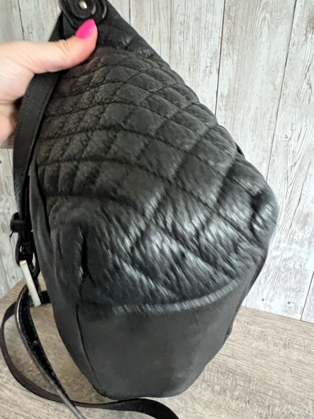 Aimee Kestenberg Black Quilted Leather Moto Shoulder Bag - Picture 9 of 10